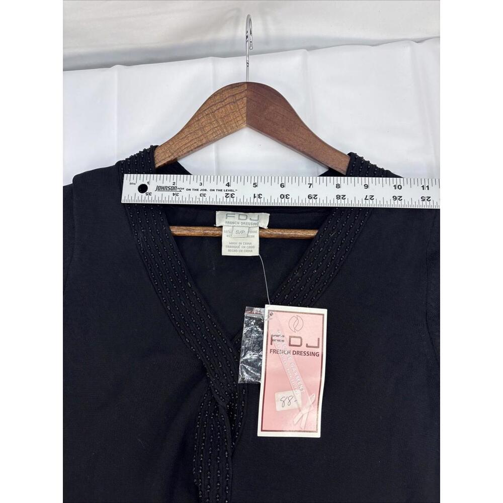 Beaded Twist Front Sweater Top Size S/P French Dressing Jeans Co FDJ Black - Picture 8 of 8